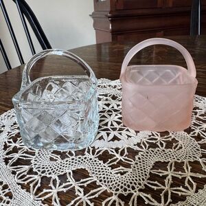 2 Vintage, Handblown Glass, Trinket/Flower, Baskets. G12.5